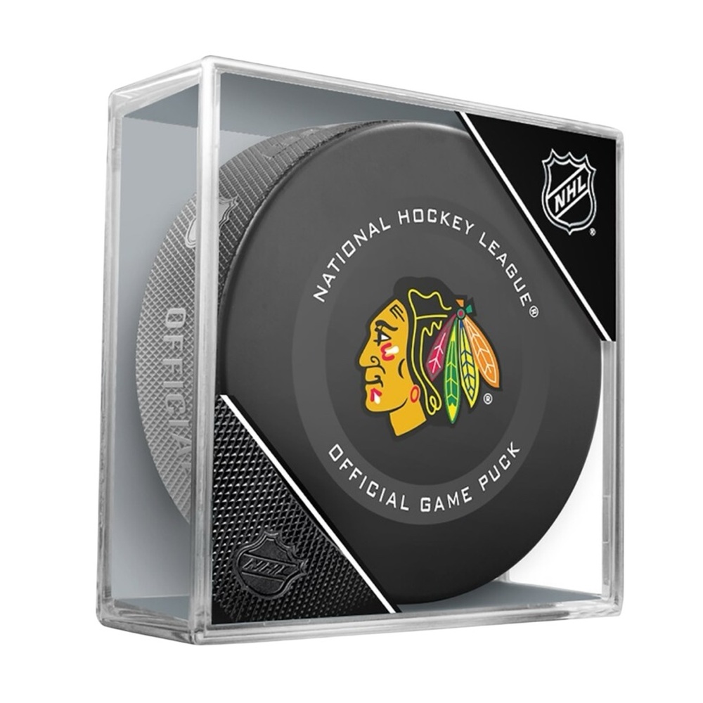 NHL Game Puck Chicago Blackhawks National‎ Hockey case cube Black/Red Team Logo